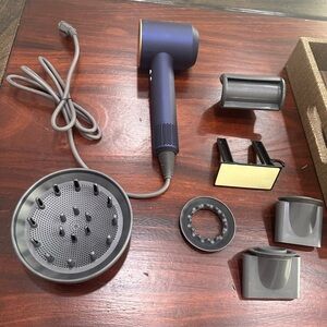 Dyson Blue and Gray Hair Dryer with Attachments